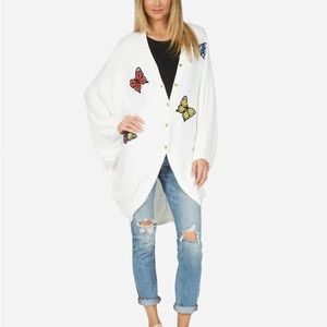 Lauren Moshi oversized cardigan with butterfly patches